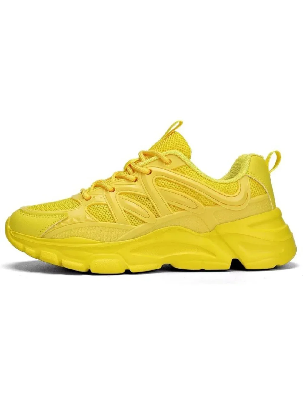 Women's Yellow Ladies Walking Comfor Breathable Soft Sole Tennis Sneaker Shoes